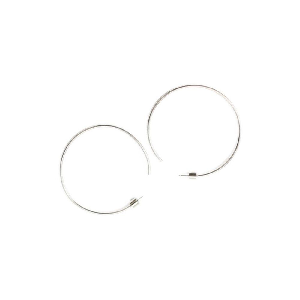 Jennifer Fisher Womens Silver Tone + 925 Silver Posts Thin Hoops 2"